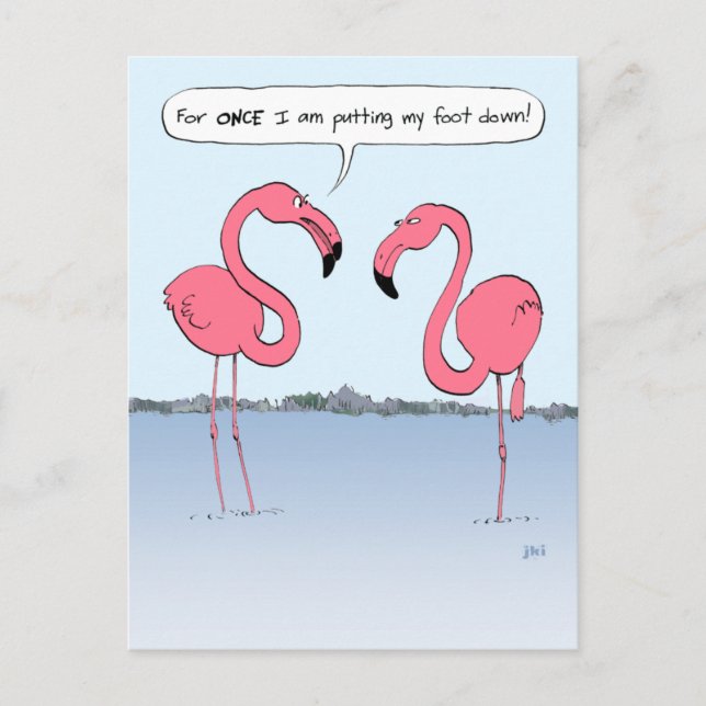 Carte Postale Drôle Flamants roses Roses Dessin Dessin Dessin Qu (Devant)