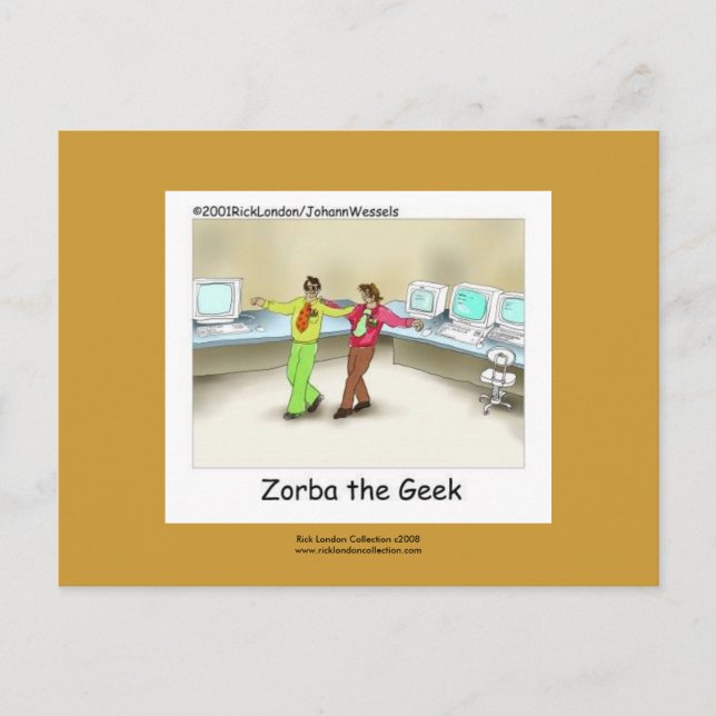 Carte Postale Drôle Geek d'ordinateur Cartoon conçu à la main (Devant)