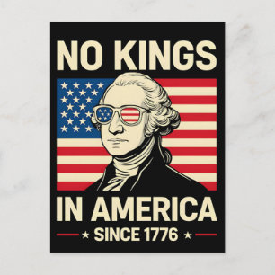 Carte Postale Drôle George Washington Pas de Rois Amérique 1776