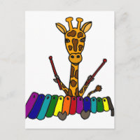 Drôle Giraffe Jouer Xylophone Cartoon
