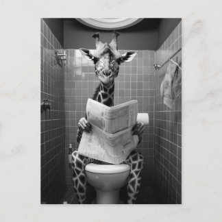 Carte Postale Drôle Giraffe sur les Toilettes