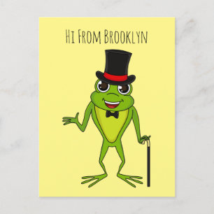Carte Postale Drôle grenouille avec chapeau dessus dessin animé