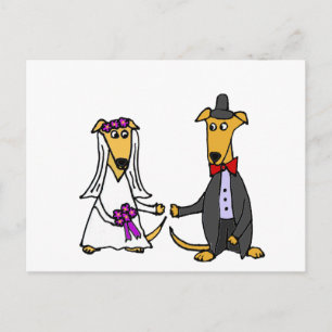 Carte Postale Drôle Greyhound Chien mariée et la chambre