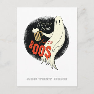 Carte Postale Drôle Halloween GHOST BIÈRE Juste ici pour le BOOS