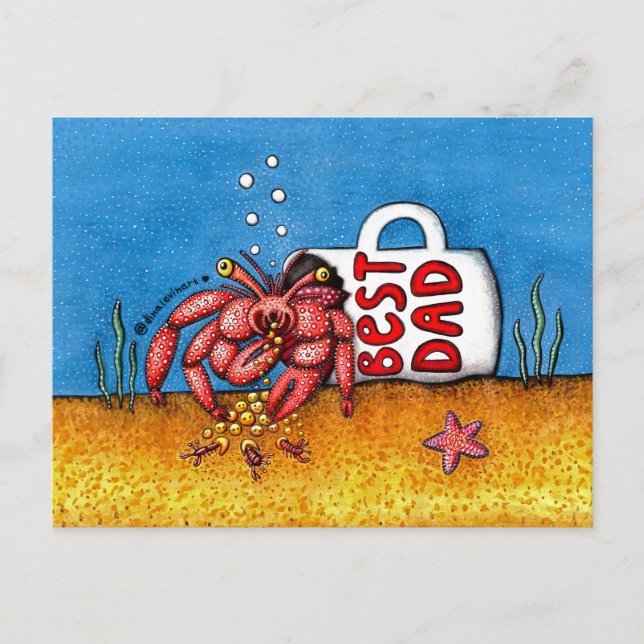 Carte Postale Drôle Hermit Crab Fête des pères meilleur papa (Devant)