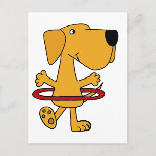 Carte Postale Drôle Jaune Labrador Retriever Jouer Hula Hoop