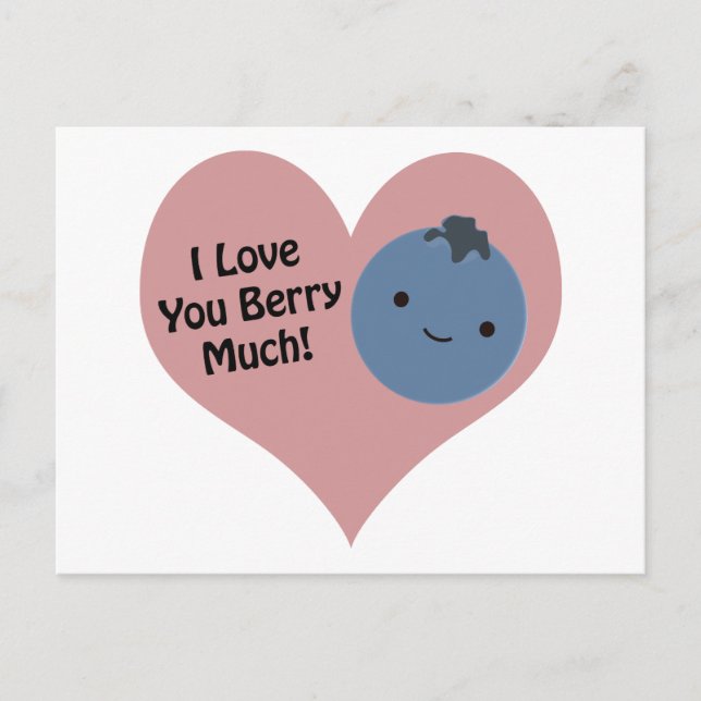 Carte Postale Drôle Je T'Aime Berry Beaucoup mignon Kawaii Blueb (Devant)