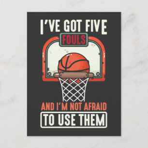 Carte Postale Drôle Joueur de basket 5 fautes n'ont pas peur d'u