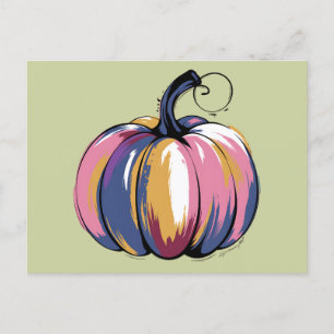 Carte Postale Drôle Leopard Citrouille Halloween automne