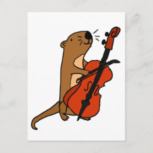 Carte Postale Drôle Loup de mer Jouer Cello Cartoon