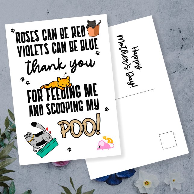 Carte Postale Drôle mignon Bonne fête des mères du chat (Créateur téléchargé)