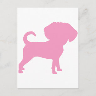 Carte Postale Drôle mignon Grotte Grosse Tête Chien (rose)