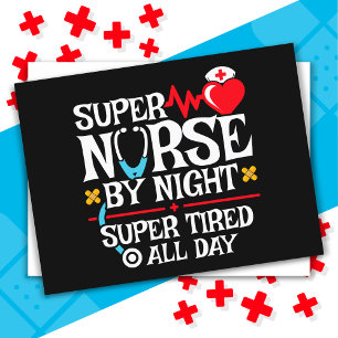 Carte Postale Drôle mignon Super Fatigué Nurse Day Night Shift