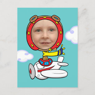 Carte Postale Drôle Modèle de visage photo pilote