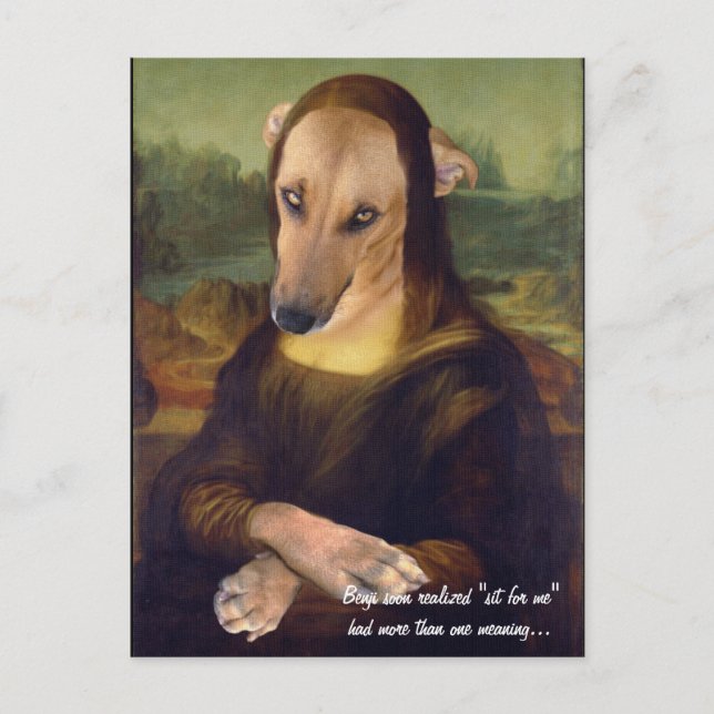 Carte Postale Drôle Mona Lisa Photo de mème de chien (Devant)