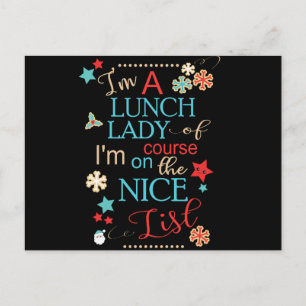 Carte Postale Drôle Noël Lunch Lady Cadeau Je suis une dame déje