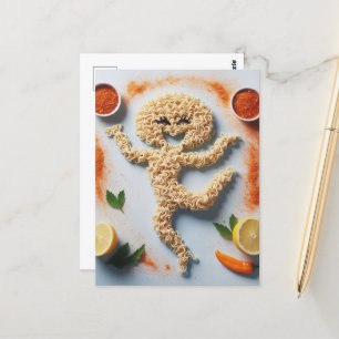 Carte Postale Drôle Noodle Personne Nourriture Art