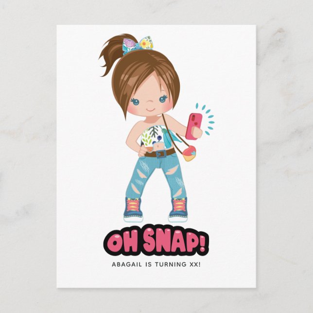 Carte Postale Drôle Oh Snap ! Fille de la fête d'anniversaire se (Devant)