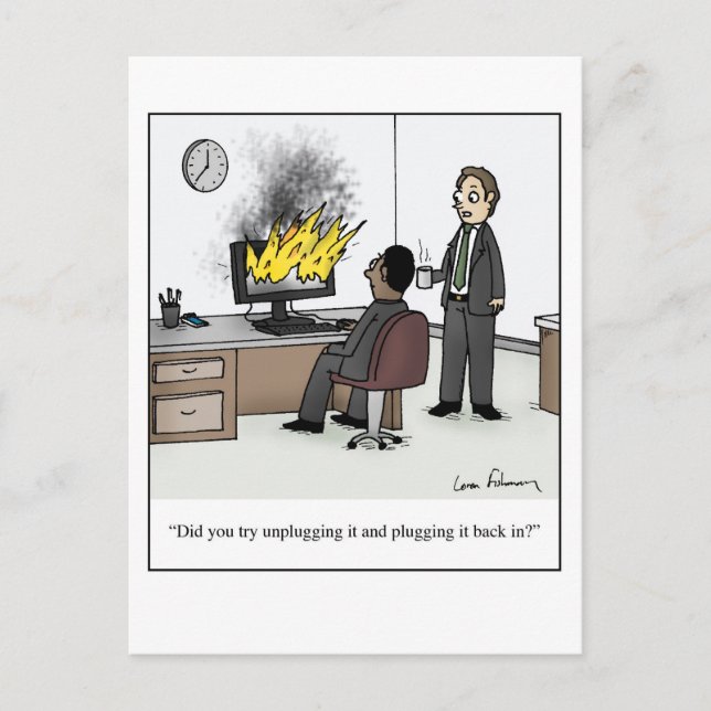Carte Postale Drôle ordinateur et la technologie Office Cartoon (Devant)