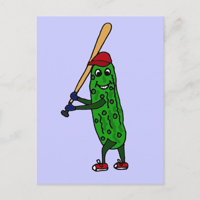 Carte Postale Drôle Pickle Jouer au dessin de baseball (Devant)