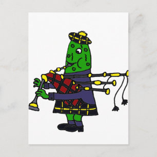 Carte Postale Drôle Pickle Jouer Bagpipes Original
