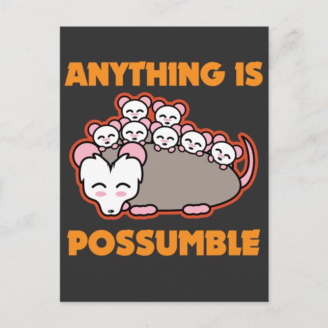 Carte Postale Drôle Possum Opossum Pun Tout Est Possumable (Devant)