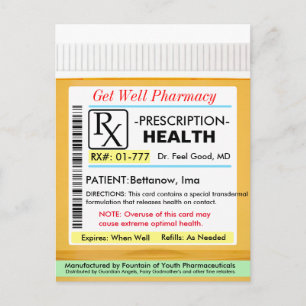 Carte Postale Drôle Prescription RX pour la santé