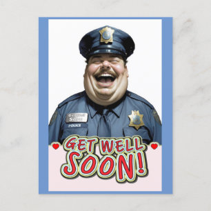 Carte Postale Drôle prompt rétablissement bientôt Officier