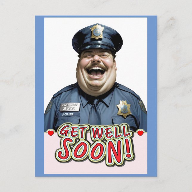 Carte Postale drôle prompt rétablissement bientôt Officier (Devant)