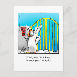 Carte postale drôle "Saint-Pierre à la porte"