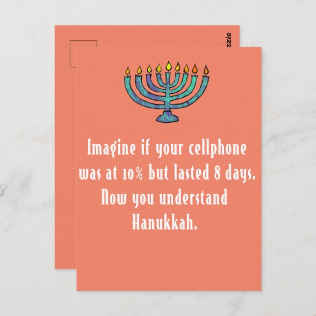 Carte Postale Drôle Sarcastique Hanoukka Chanukah Citation de té (Devant / Derrière)
