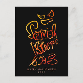 Carte Postale Drôle Serial Killer Typographie Éffrayant Pumbkin