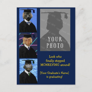 Carte Postale Drôle Singes de Graduation Personnalisé Annouement