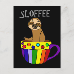 Carte Postale Drôle SLOFFEE Sloth Boire Café Design