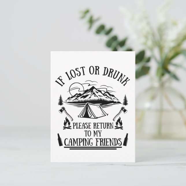 Carte Postale Drôle slogan camper camping à boire des paroles (Debout devant)
