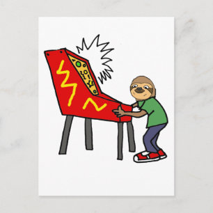 Carte Postale Drôle Sloth Jouer du dessin de pinball