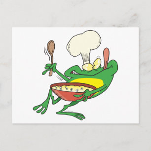 Carte Postale drôle stupide cuisine chef grenouille dessin animé