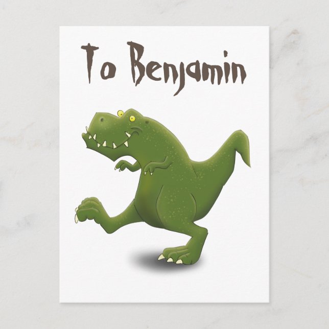 Carte Postale Drôle t rex dessin animé de dinosaure (Devant)