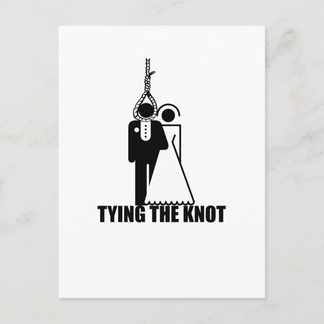 Carte Postale Drôle, "Tying the knot" design mariage (Devant)