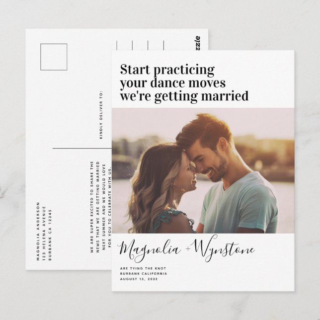 Carte Postale Drôle Typographie Moderne Mariage Photo Enregistre (Devant / Derrière)