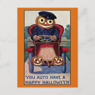 Carte Postale Drôle Vintage Citrouille Halloween