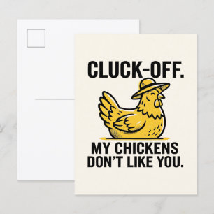 Carte Postale Drôle Vintage Cluk Off Amoureux de Poules Minimali