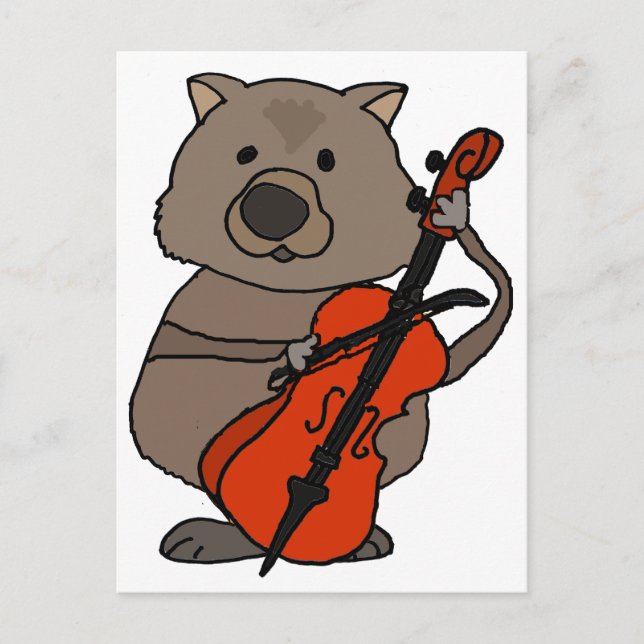 Carte Postale Drôle Wombat Jouer Cello Dessin (Devant)