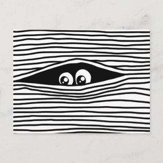 Carte Postale Drôle yeux caricaturaux regarder inaperçu