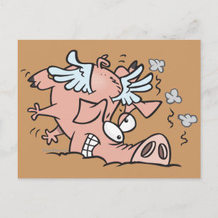 Carte Postale drôles atterrissage atterrissage vol de cochon des