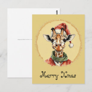 Carte Postale Drôles d'animaux: Spécial Noël - Girafe 1