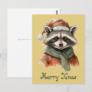 Carte Postale Drôles d'animaux: Spécial Noël - Raton laveur 1