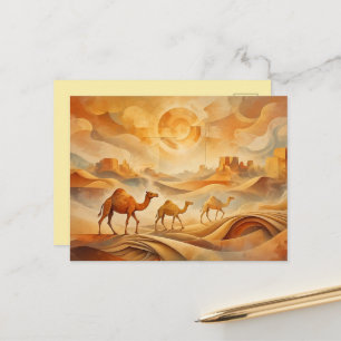 Carte Postale Dromadaires du lever de soleil dans le désert Sabl