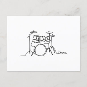 Carte Postale Drummer Music Design Drums One-Line