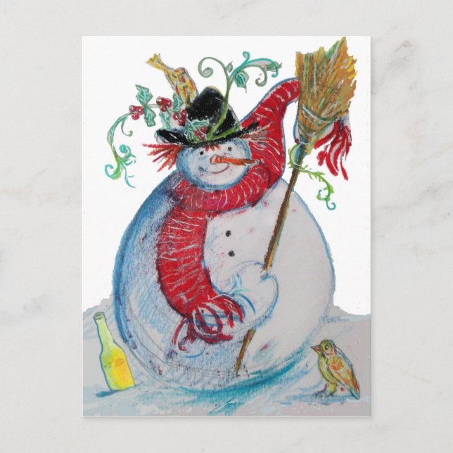 CARTE POSTALE DRUNKEN SNOWMAN (Devant)